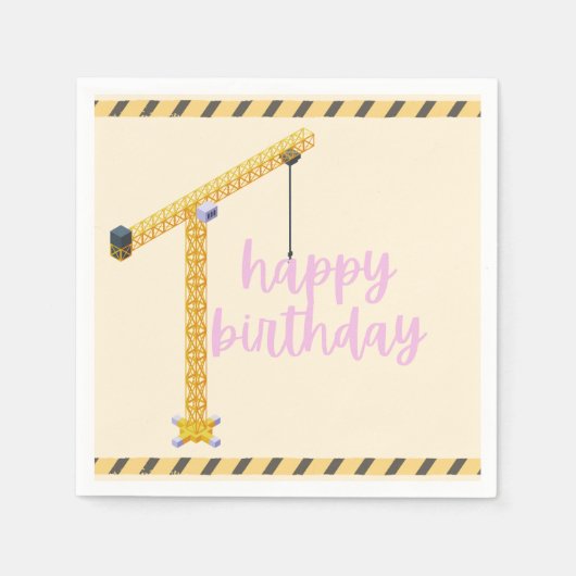 Construction Birthday Napkins Servet (Voorkant)