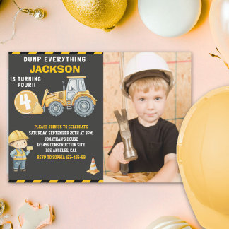 Construction Birthday with Photo | Dump Truck Kaart
