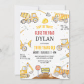 Construction Boy Birthday Invitation (Devant)