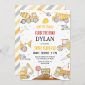 Construction Boy Birthday Invitation (Devant / Derrière)