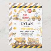 Construction Boy Birthday Invitation (Devant / Derrière)