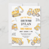 Construction Boy Birthday Invitation (Devant)