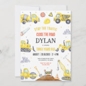 Construction Boy Birthday Invitation (Devant)