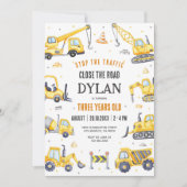 Construction Boy Birthday Invitation (Devant)