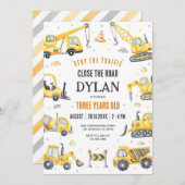 Construction Boy Birthday Invitation (Devant / Derrière)