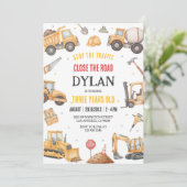 Construction Boy Birthday Invitation (Debout devant)