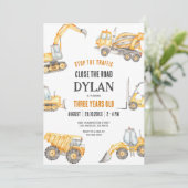 Construction Boy Birthday Invitation (Debout devant)