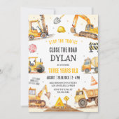 Construction Boy Birthday Invitation (Devant)