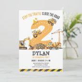Construction Boy Birthday Invitation (Debout devant)