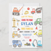 Construction Boy Birthday Invitation (Devant)