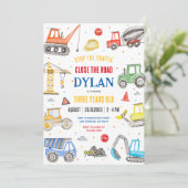 Construction Boy Birthday Invitation (Debout devant)