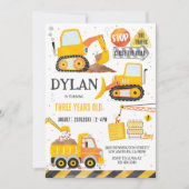 Construction Boy Birthday Invitation (Devant)