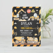 Construction Boy Birthday Invitation (Debout devant)