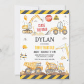 Construction Boy Birthday Invitation Kaart (Voorkant)