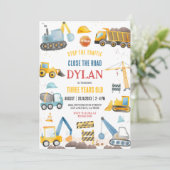 Construction Boy Birthday Invitation Kaart (Staand voorkant)
