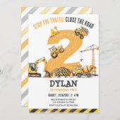 Construction Boy Birthday Invitation Kaart (Voorkant / Achterkant)