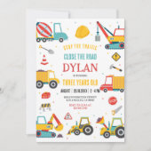Construction Boy Birthday Invitation Kaart (Voorkant)
