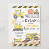 Construction Boy Birthday Invitation Kaart (Voorkant)