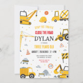 Construction Boy Birthday Invitation Kaart (Voorkant)