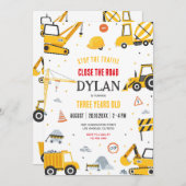 Construction Boy Birthday Invitation Kaart (Voorkant / Achterkant)