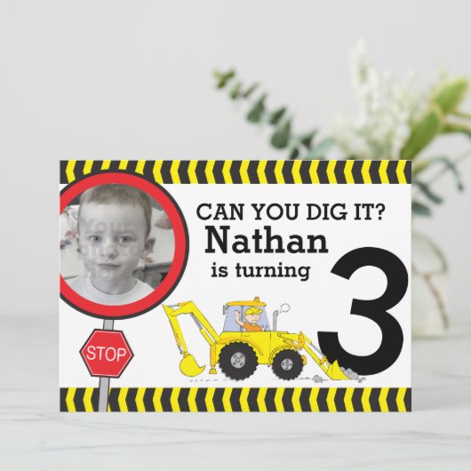 Construction boys 3ème anniversaire invitation (Debout devant)