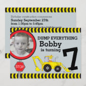 Construction boys 7ème anniversaire invitation fêt (Devant / Derrière)