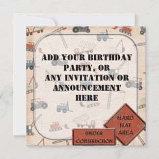 Construction Boy's Birthday party Invitation