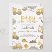 construction bulldozer celebration baby boy shower kaart (Voorkant)