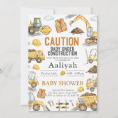 construction bulldozer celebration baby boy shower kaart (Voorkant)