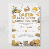 construction bulldozer celebration baby boy shower kaart (Voorkant)