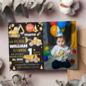 Construction Camions 1er anniversaire Invitation