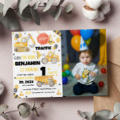 Construction Camions 1er anniversaire Invitation