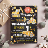 Construction Camions 1er anniversaire Invitation
