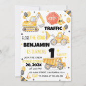 Construction Camions 1er anniversaire Invitation (Devant)