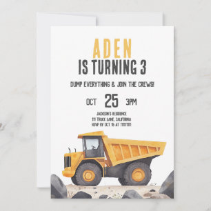 Construction Camions Thème Anniversaire Invitation