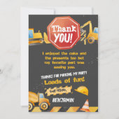 Construction, Carte de remerciements de camion de  (Devant)