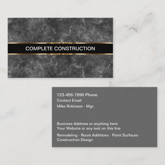 Construction classique remodeler les Cartes de vis (Devant / Derrière)