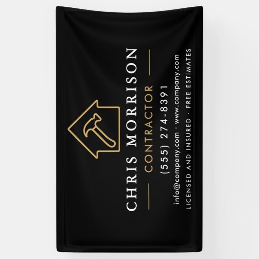 Construction Company Black Gold Banner (Verticaal)