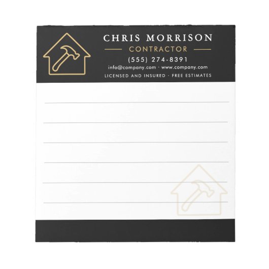 Construction Company Black Gold Notepad Notitieblok (Voorkant)