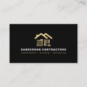 Construction company modern gold black QR code Visitekaartje (Voorkant)