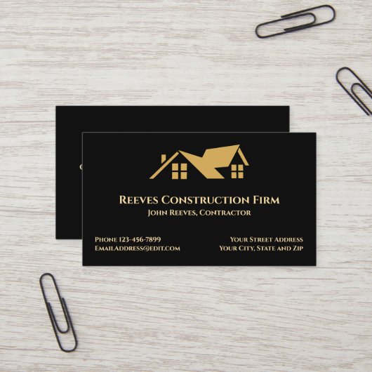 Construction Contractor Roofer Business Cards Visitekaartje (Voorkant / Achterkant in situ)