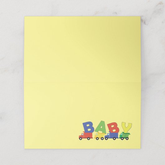 Construction Cute Trucks Boy Baby shower (Buitenkant ongevouwen)