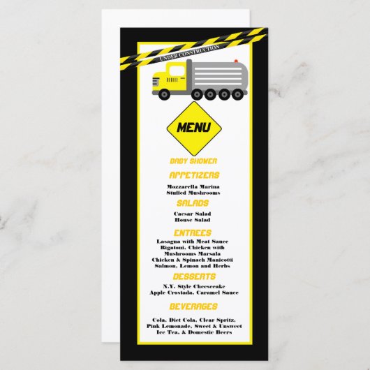 Construction de 25 cartes de menu (Devant / Derrière)