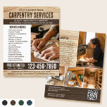 Construction de charpentier à grains de bois Handy<br><div class="desc">Attirer plus de clients à votre entreprise avec ce prospectus marketing élégant. Un choix parfait si vous recherchez une ambiance rustique, naturelle ou artisanale. Avec une texture à grains de bois et du lettrage rustique et audacieux, avec cinq photos pour présenter votre travail. Personnalisez le modèle avec votre nom, titre,...</div>