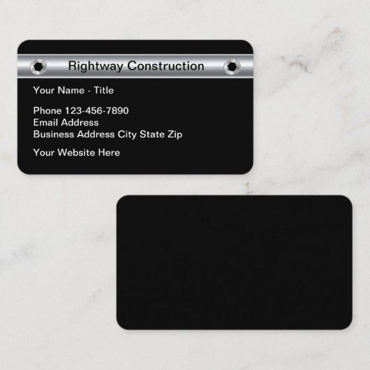 Construction de cool remodelage de Cartes de visit (Devant / Derrière)