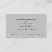 Construction de maçonnerie - Carte de visite de ma (Dos)