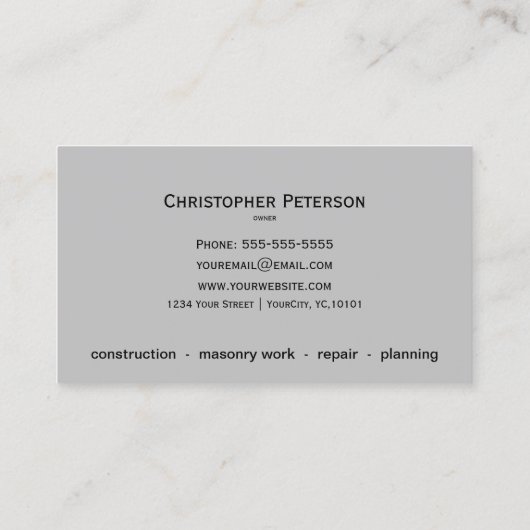 Construction de maçonnerie - Carte de visite de ma (Dos)