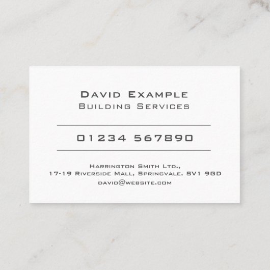 Construction de services avec Carte de visite d'il (Dos)