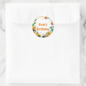 Construction Dinosaur Birthday Party Ronde Sticker (Tas)