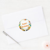 Construction Dinosaur Birthday Party Ronde Sticker (Envelop)